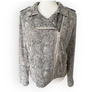Skies Are Blue Snake Print Moto Jacket Size M